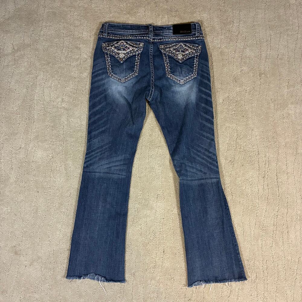 Y2K Grace Easy Fit Western Boot Cut Jeans Women 30 Bling Button Pockets Faded - Picture 7 of 7